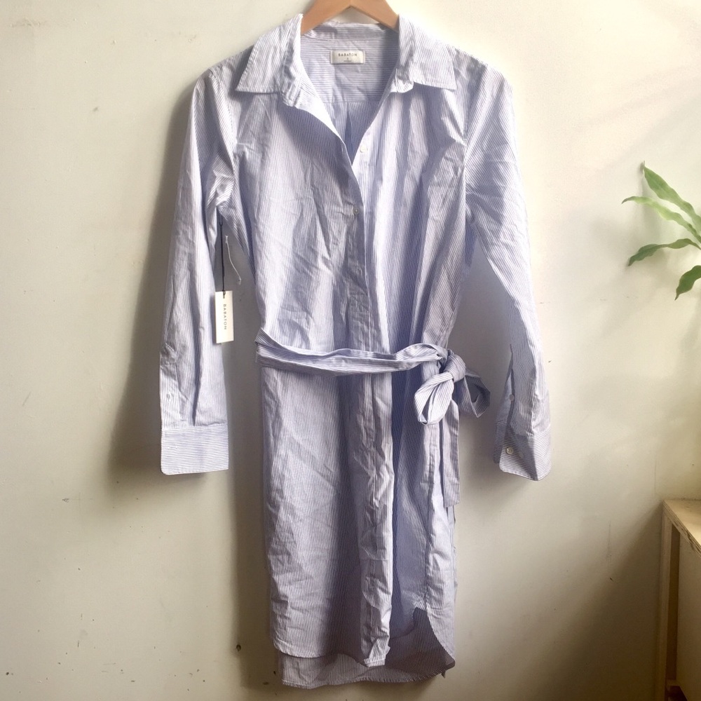 Babaton small light blue stripe shirt dress